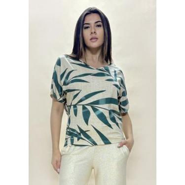 Imagem de Blusa Básica Morcego Malha Gola V Manga Curta Bambu Verde - Amazonia V