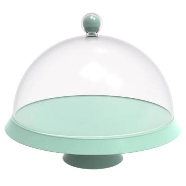 Imagem de Porta Bolo com Cúpula e Pé 30cm Verde Menta Bubble Crippa Boleira Tortas Doces