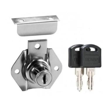 Imagem de Fechadura Porta Gaveta Armario Moveis Cromada 22mm - Renna