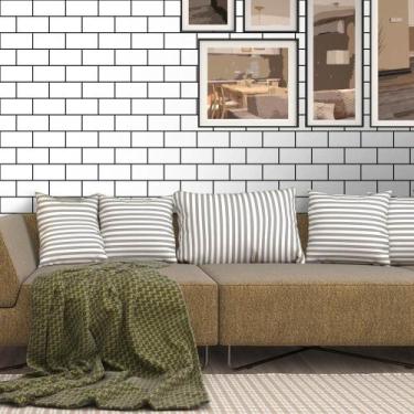 Imagem de Papel de Parede Tijolo Stoned Preto e Branco - QCola, 0,60 x 3,00 metr