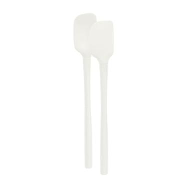 Imagem de Tovolo Conjunto de 2 mini utensílios de cozinha Flex-Core, espátula e colher de silicone resistente ao calor e sem BPA, ferro fundido e antiaderente, pode ser lavado na lava-louças, branco