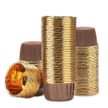 Imagem de EUSOAR Ramequins de cupcake, 100 peças de forros de muffin de folha de alumínio de 100 ml, forros de cupcake, copos de alumínio para assar, copos pequenos para festa de aniversário de casamento