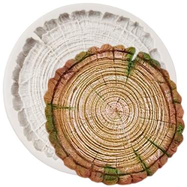 Imagem de FCKEMLDS Molde de fondant de toco de árvore molde de casca de árvore molde de silicone moldes de fatia de toras para decoração de bolo topo de cupcake chocolate doce polímero argila pasta de goma