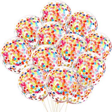 Imagem de 50 peças balões de confete arco-íris multicolorido balão de látex de 30 cm com confete colorido brilhante pré-preenchido para decoração de festa de noivado de casamento
