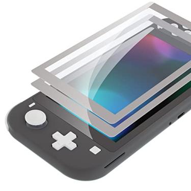 Imagem de eXtremeRate Pacote com 2 películas, protetor transparente HD transparente com borda cinza, protetor de tela de vidro temperado para Nintendo Switch Lite [antiarranhões, antiimpressões digitais, à