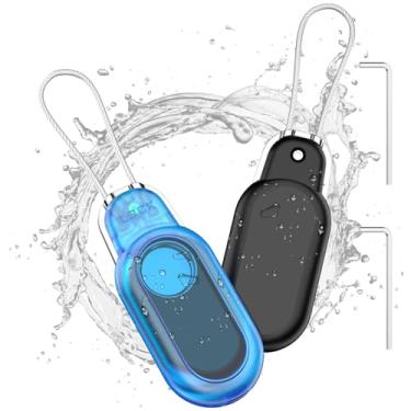 Imagem de Samsung Galaxy SmartTag2 Pacote com 2 cadeados de cabo, suporte seguro compatível com Samar Tag 2, capa impermeável com trava de cabo (preto + azul claro)