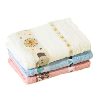 Imagem de Kit 3 Toalha Banho Infantil Macia Menino Menina Criança 100% Algodão -