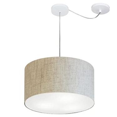 Imagem de Lustre Cilíndrico com Desvio de Centro Cúpula Tecido 40x25, Vivare Iluminação, Pendente4166 RST, Rustico Bege, Médio