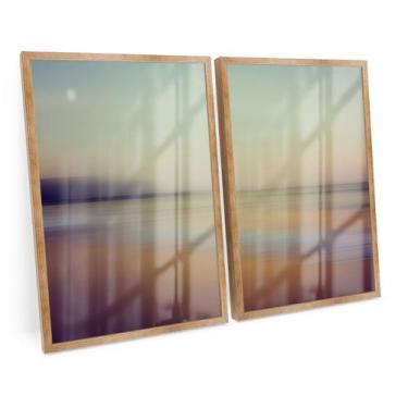 Imagem de Quadro Duplo Praia Paisagem Moderno Degradê Para Escritório - Bimper, 