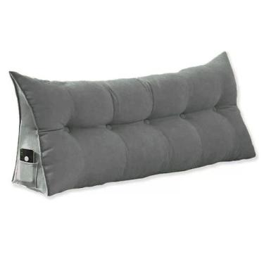 Imagem de Almofada Cabeceira Ana Cama King 195cm Suede Cinza Ms Decor - Mansão D
