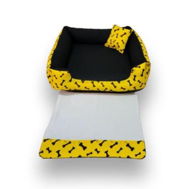 Imagem de caminha para cachorro pequeno 50x50cm + tapete higiênico lavável kit p