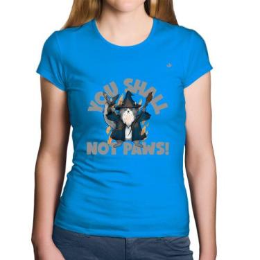 Imagem de Baby Look Algodão You shall not paws - Foca na Moda, Azul, M