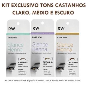 Imagem de Rena Sobrancelha Profissional Henna Designer Glance Rare Way Kit renna