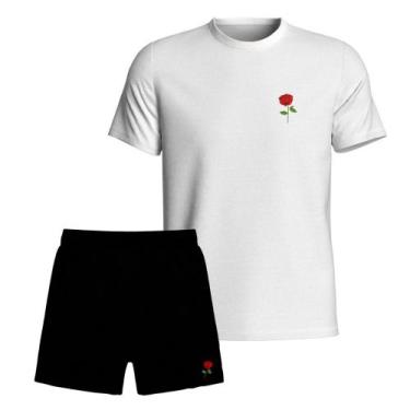 Imagem de Kit Conjunto Camiseta Estampada e Short Tactel Com Bolsos Masculino - 