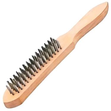 Imagem de Escova de aço carbono p/ metal 4 fileiras cabo madeira sparta 7482255