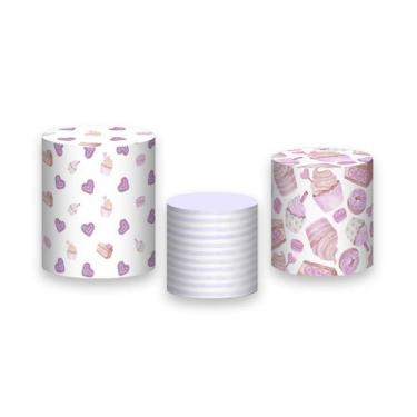Imagem de Trio De Capa Cilindro - Confeitaria CupCake Doces Lilás 003 - Via Core