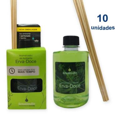 Imagem de Kit 10 Aromatizador Ambiente Erva Doce Difusor Vareta 280ml Senalândia