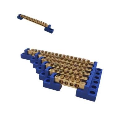 Imagem de Barramento Neutro de Cobre 16 Posições 80A 500V Azul - Decorlux