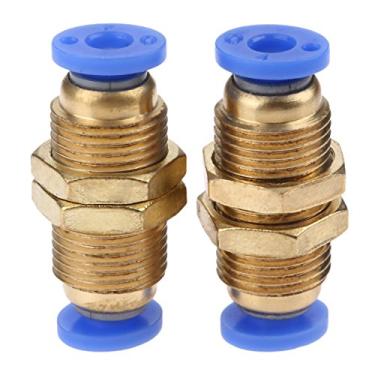 Imagem de 2 pçs/lote Acessórios pneumáticos Conector Bulkhead Um empurrão para conectar a união do anteparo de montagem rosqueada 4/6/8/10/ 12mm peças pneumáticas YYDFPIIA (Color : Port Diameter 4mm)