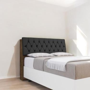 Imagem de Cabeceira Estofada Yasminne Queen Malbec com Capitonê Preto