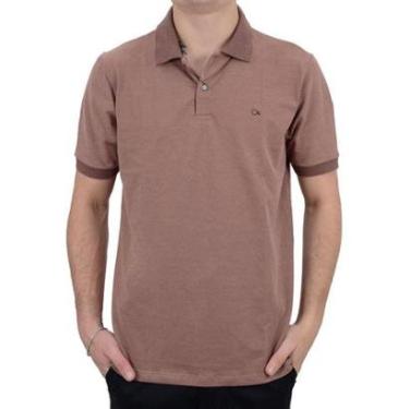 Imagem de Camisa Polo Masculina Ogochi Casual Slim Piquet Marrom - 007-Masculino