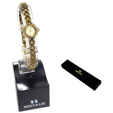 Imagem de Relógio Seculus Feminino Analógico Aço Cristais Mini Dourado 20091LPSVDA3