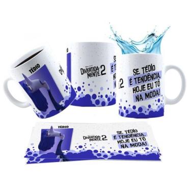 Imagem de Caneca 325ml Divertidamente 2 Personagens Frases Ansiedade - LARANJA E