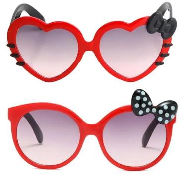 Imagem de Kit Óculos de Sol Infantil Laço Coração Hero Band A1, Vermelho