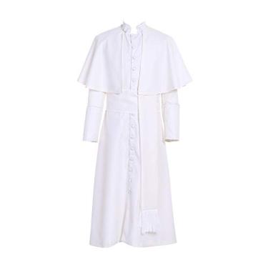 Imagem de CosplayDiy Roupão masculino adulto púlpito romano clero cassock igreja preista fantasia masculina vintage roupa M