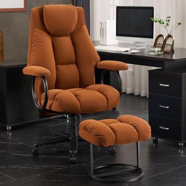 Imagem de ATMILD Cadeira de escritório grande e alta, cadeira de escritório em casa com encosto alto 181 kg, cadeira executiva de escritório com otomano, cadeira de escritório ergonômica com apoio de braço