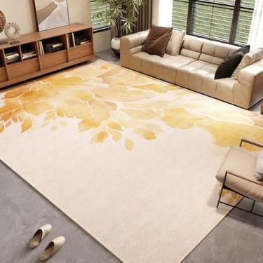 Imagem de Abstrato Listrado Tapete Arte Floral Decorativo Tapete Bege Grande Tamanho Sala de Estar Tapetes Confortáveis Fácil de Limpar Quarto Tapetes, YHT027,3,A,300x400CM