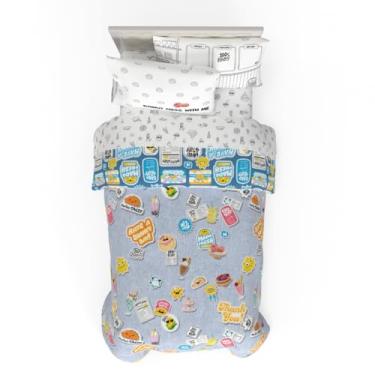 Imagem de Franco Jogo de cama Miniverse Food Snacks, 5 peças, super macio, reversível, edredom e lençol com fronha, solteiro (produto oficialmente licenciado)