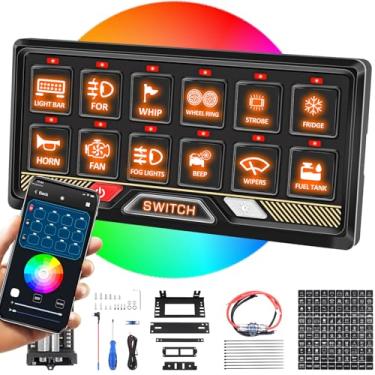 Imagem de Chelhead Painel de interruptor Bluetooth P2 interruptor de controle remoto caixa de controle transparente multifuncional compatível com caminhões Jeep Boat Marine SUV Caravan UTV Pickup