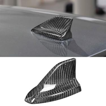 Imagem de BLAKAYA Compatível com Ford Mustang 2024 2023 2022 2021 capa de antena com acabamento de barbatana de tubarão acessório automotivo de fibra de carbono real (preto)