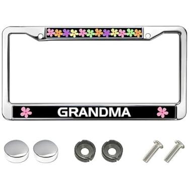 Imagem de Moldura de placa de licença Love Grandma Black Car Chrome Presentes para avó para mulheres esposa mãe