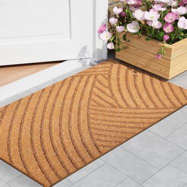 Imagem de SAKSUN Tapete de porta frontal de outono para exterior: capachos à prova d'água antiderrapante liso para porta traseira - Tapete de boas-vindas de fibra sintética 61 cm x 91 cm ultrafino para entrada