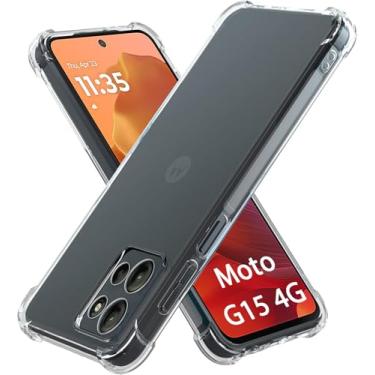 Imagem de USTIYA Capa para Motorola MOTO G15 5G Case Uso Resistente, Bumper Absorção Choques em TPU Transparente capinha Protector Câmera Espessamento nas Quatro Pontas da Carcasa