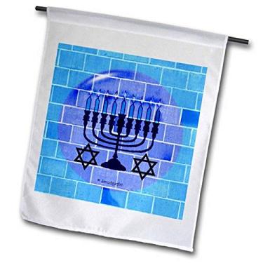 Imagem de 3dRose fl_8360_2" Bandeira de jardim de tijolo azul Menorah, 45,7 x 68,8 cm