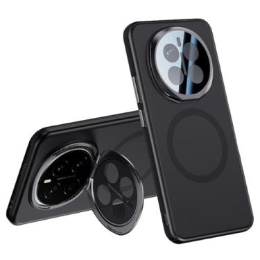 Imagem de HAO RIYLN Capa magnética para Honor Magic 7/Magic 7Pro, capa de telefone com suporte de lente suporta carregamento sem fio, capa à prova de choque, preta, 7Pro