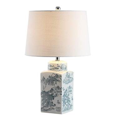 Imagem de JONATHAN Y JYL5052A Audrey 62,2 cm Chinoiserie LED Lamp Cottage, FrenchCountry, Tradicional para Quarto, Sala de Estar, Escritório, Dormitório de Faculdade, Mesa de Café, Estante, Azul/Branco