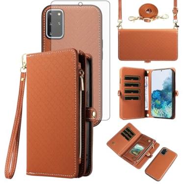 Imagem de Asuwish Capa de celular para Samsung Galaxy S20 Plus S20+ 5G Carteira com zíper destacável com protetor de tela de vidro temperado, alça flip porta-cartões S20+5G S20plus 20S + S2O S 20 20+ G5