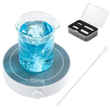 Imagem de AYINLAB Agitador magnético ayinlab, placa de agitação rápida com controle de velocidade, misturador magnético de laboratório com 4 barras de agitação magnética, 1 recuperador de barra de agi