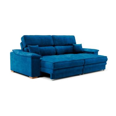 Imagem de Sofá 3 Lugares Retrátil e Reclinável Lupin Velosuede Azul Marinho 180 cm