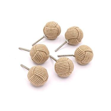 Imagem de RII 6 maçanetas de corda náutica torcida decorativa juta puxar, gaveta de nó de corda rústica puxar e empurrar, armários, armários, gavetas, decoração de ferragens náuticas