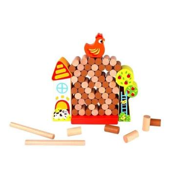 Imagem de Jogo de Madeira Tema Fazenda, Brinquedo Educativo com Blocos Empilháveis