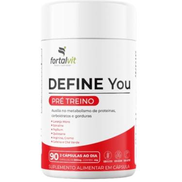 Imagem de DEFINE - Morosil + Spirulina, Cafeína, Chá Verde, Picolinato de Cromo, Psyllium, Arginina e Quitosana, 90 Cápsulas, Fortalvit