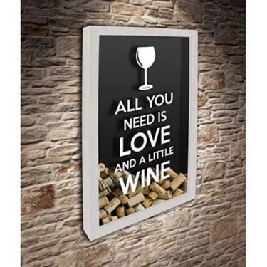 Imagem de Quadro Porta Rolhas All you need is Love 2 - Quadro Novo, Branco, 45x6