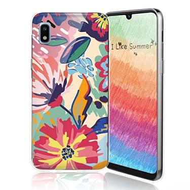 Imagem de TJS Capa de celular compatível com Samsung Galaxy A10E de 5,8 polegadas (não serve para Galaxy A10/M10), design de cor fosca TPU transparente, pele macia (flor)