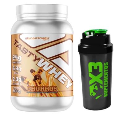 Imagem de Tasty Whey 3W Sabor Churros 900g - Adaptogen Science + Coqueteleira 600ml - X3 Suplementos