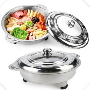 Imagem de Rechaud Inox Leve Travessa Com Tampa Transparente Buffet REDONDO - Jyr